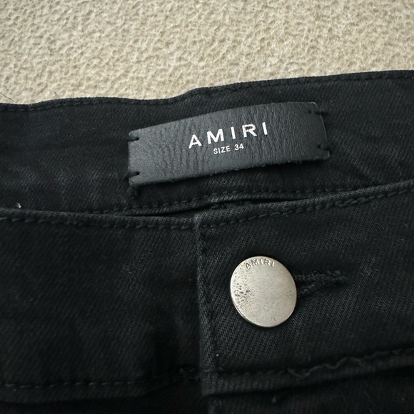 Amiri Jeans 34 Glitter Track Jeans Black With Red Stripe Men's Skinny Distressed - Picture 3 of 14